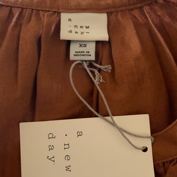 A New Day a.n.d. Raglan Long Sleeve Tie Front Linen Blend Top Size X SMALL - Picture 6 of 8